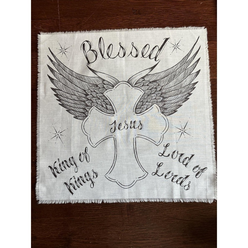 NC, One Of Kind Prison Art, Pen On Sheet, Cross, Wings, Blessed, Jesus,King,Lord